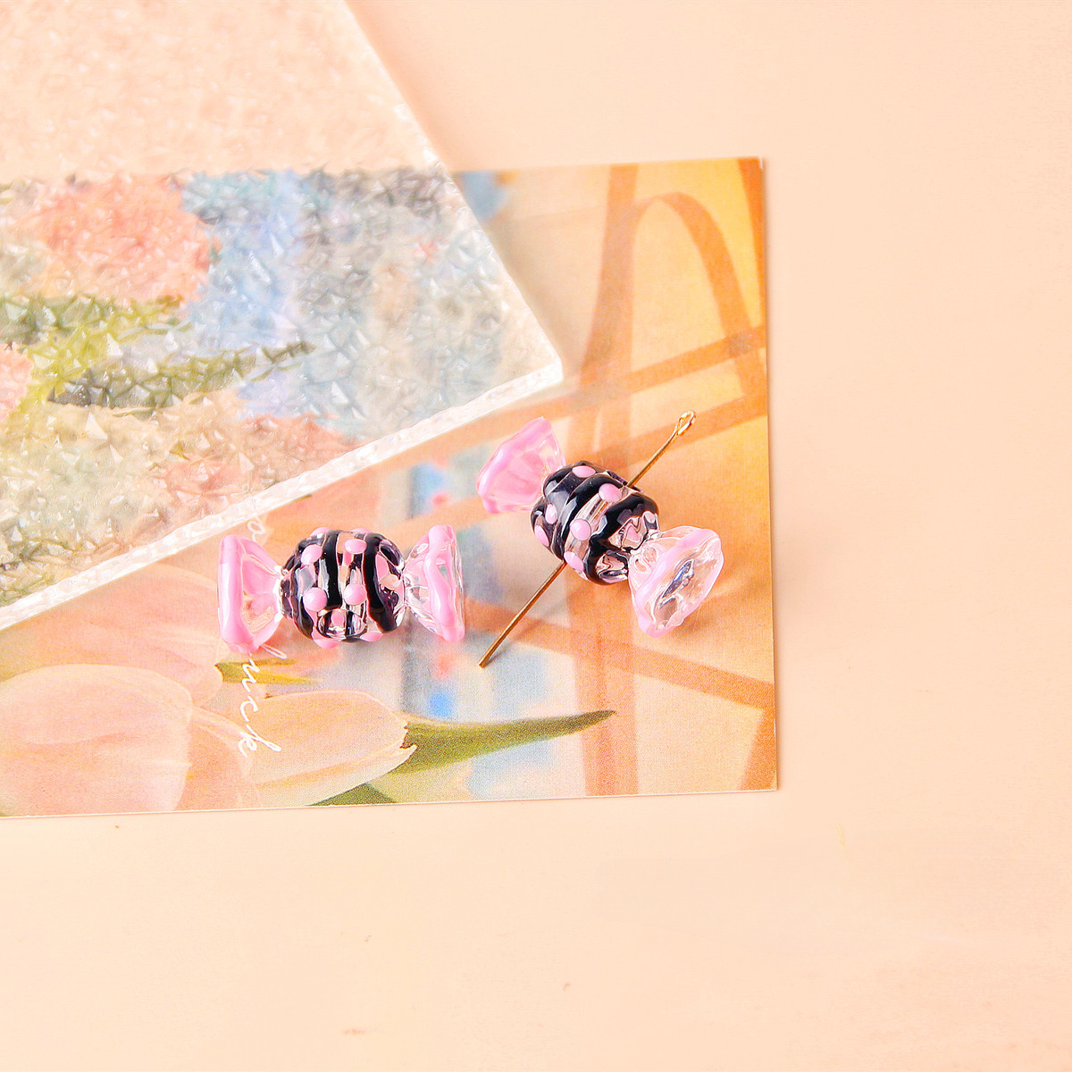 2pcs al por mayor/paquete acrílico dot de olas de ola recta Beads de dulces