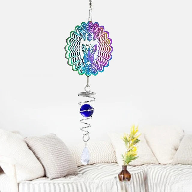Wholesale 3D Rotating Gradient Color Tree of Life Stainless Steel Wind Chime