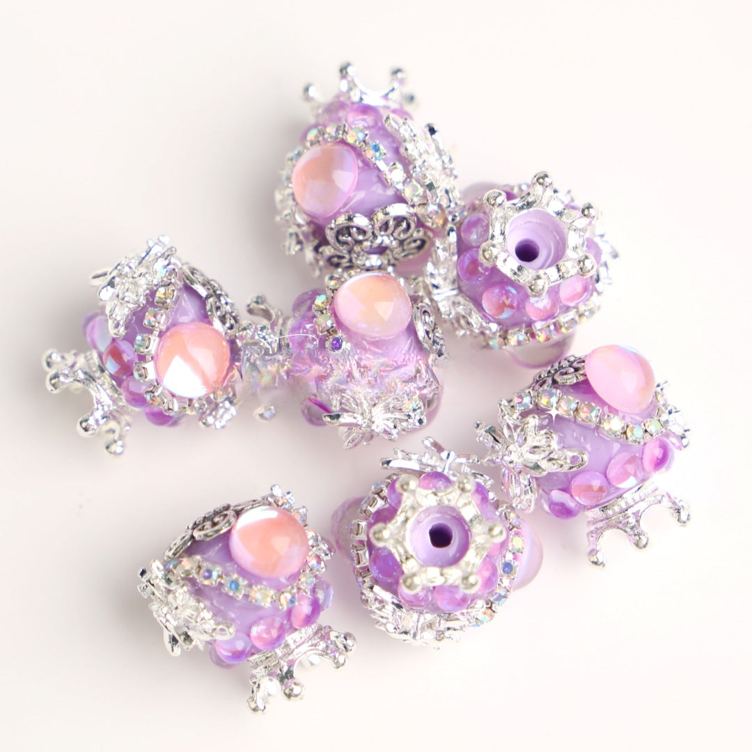 Wholesale Crown Cat Eye Acrylic Beads Diamond Chain Beads