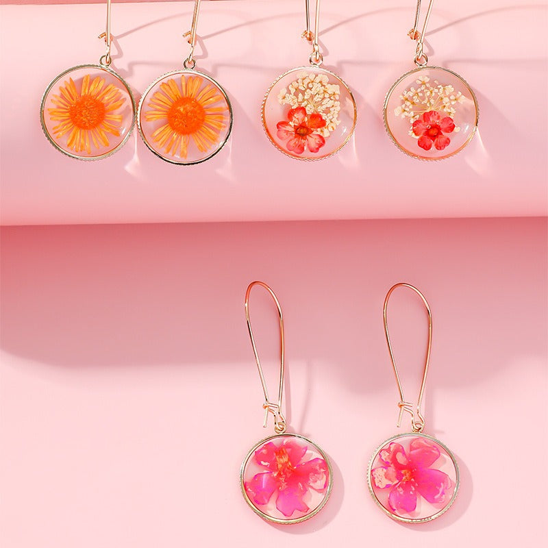 Wholesale Resin Dripping Retro Creative Round Color Earrings