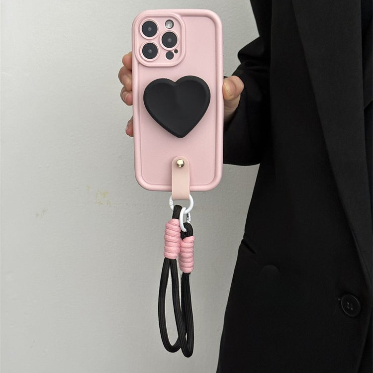 Wholesale Black and Pink Contrasting Love Silicone Stand Phone Cases