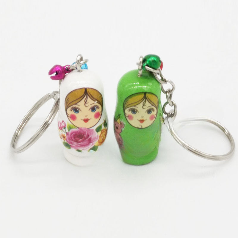 卸売バレンタインデーロシアの入れ子人形木製キーホルダー