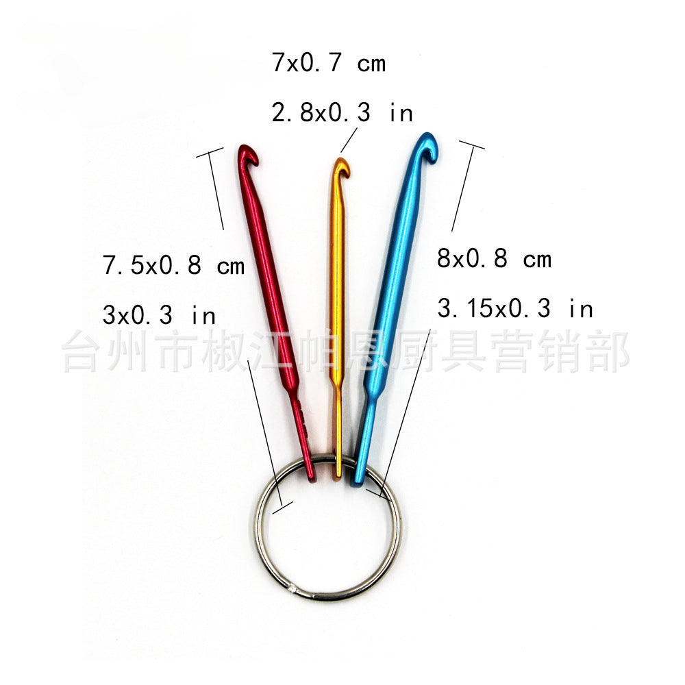 Wholesale 100pcs Aluminum Oxide Metal Single Head Braided Key Ring Portable Crochet Hook