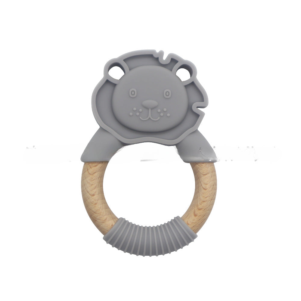 Wholesale 10PCS/PACK Silicone Half Wooden Ring Teething Stick Baby Teether