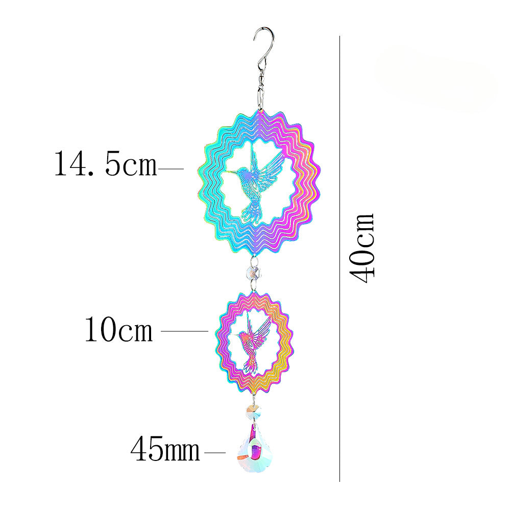 Wholesale 3D Colored Hummingbird Stainless Steel Rotating Wind Chimes