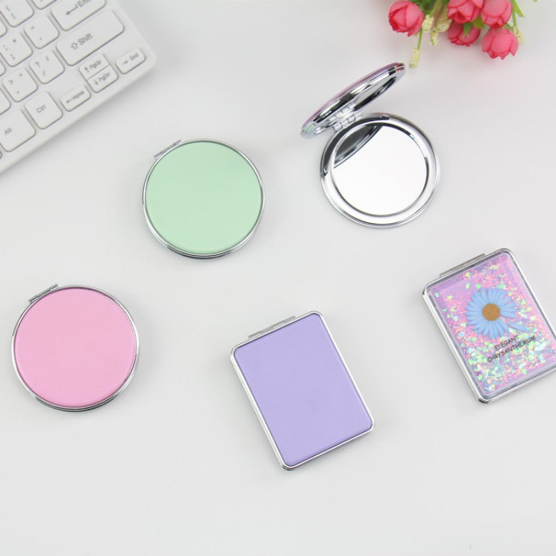 Wholesale Creative Flowing Sand Cute Girl Heart Cartoon Double Sided Portable Mirror