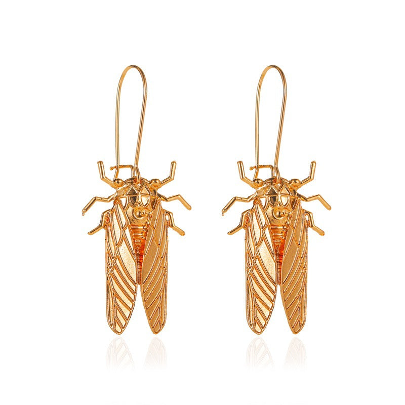 Wholesale Creative Insect Golden Cicada Earrings
