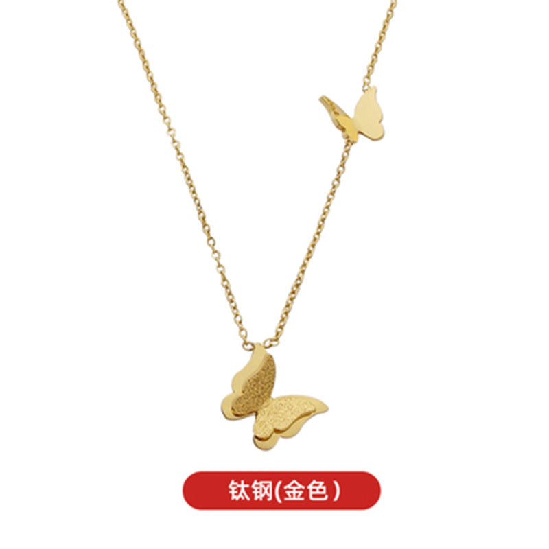 WholesaleTitanium Steel Butterfly Short Necklaces