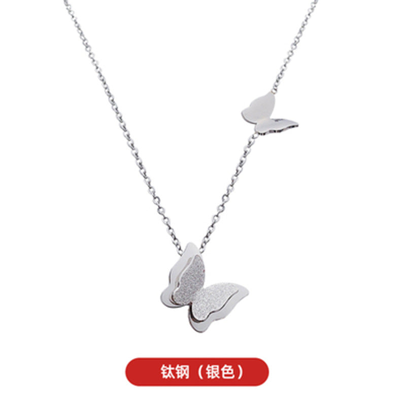 WholesaleTitanium Steel Butterfly Short Necklaces