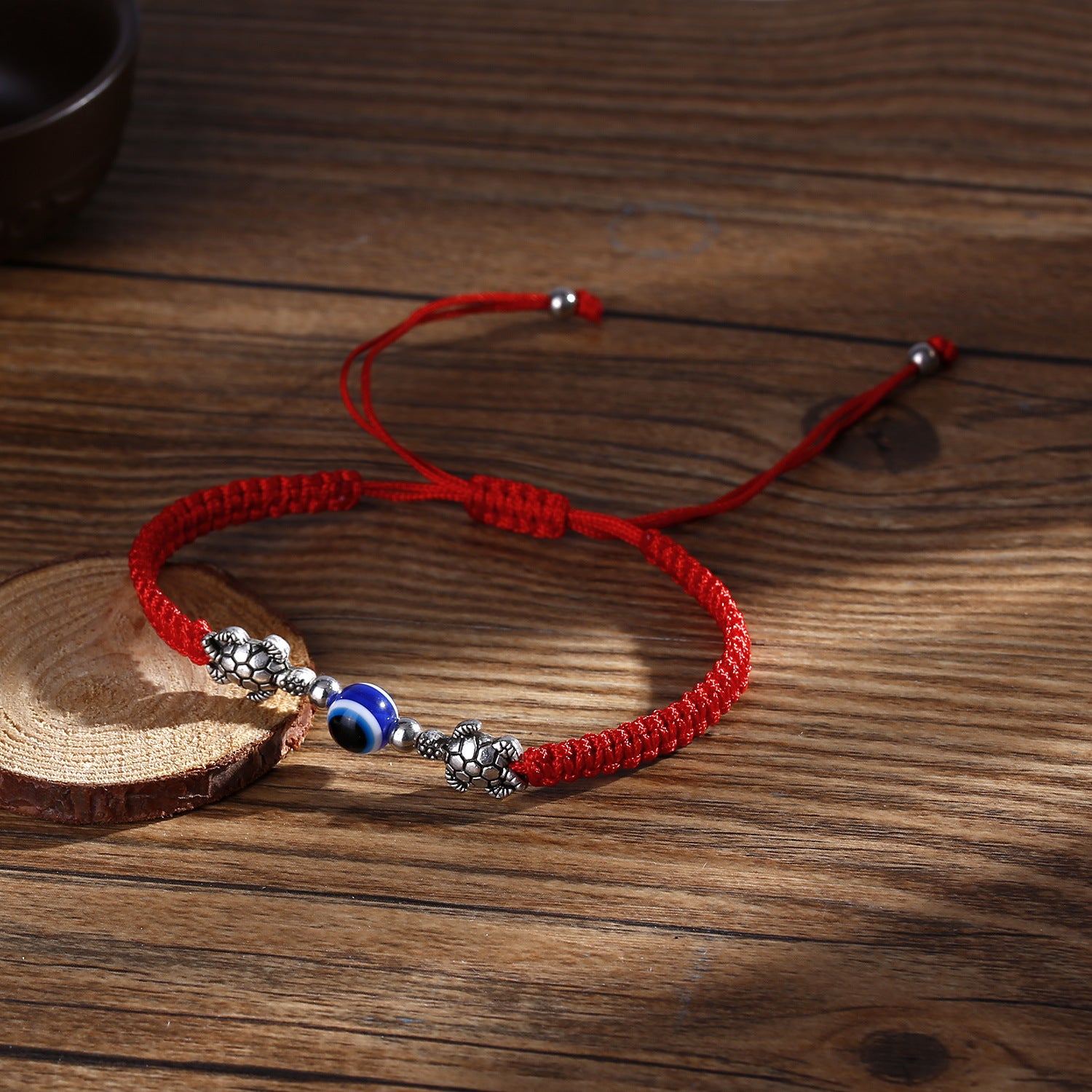 Wholesale Evil Eye Hand Palm Blue Eyes Red Rope Braid Adjustable Alloy Bracelet