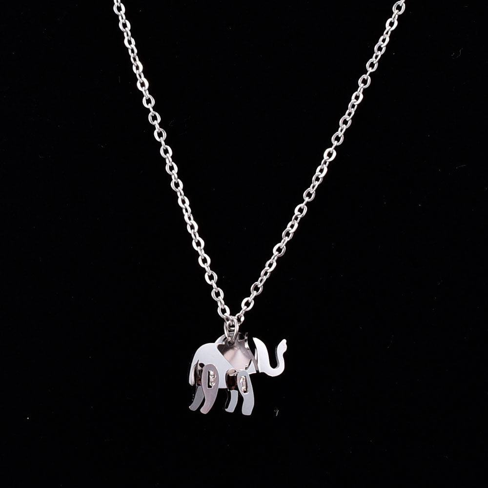 Wholesale Small Elephant Splicing Titanium Steel Necklaces