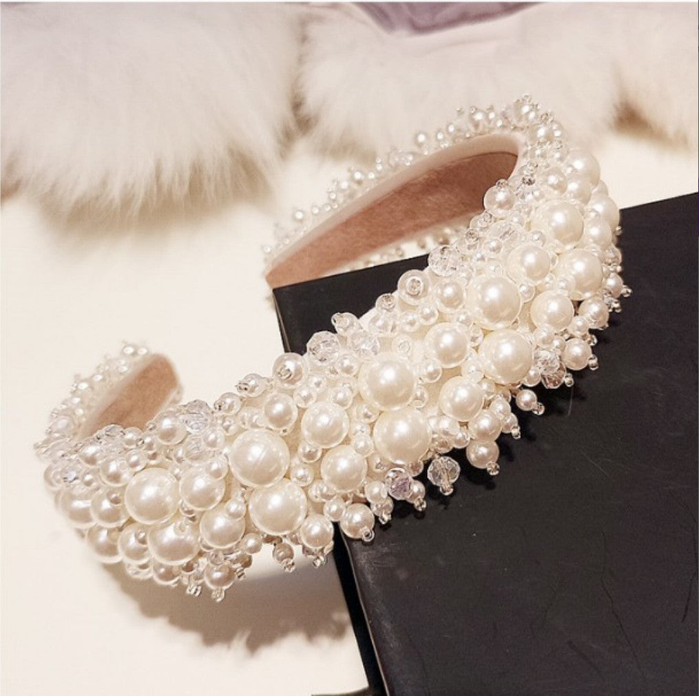 Wholesale Pearl headband crown baroque princess crystal headband