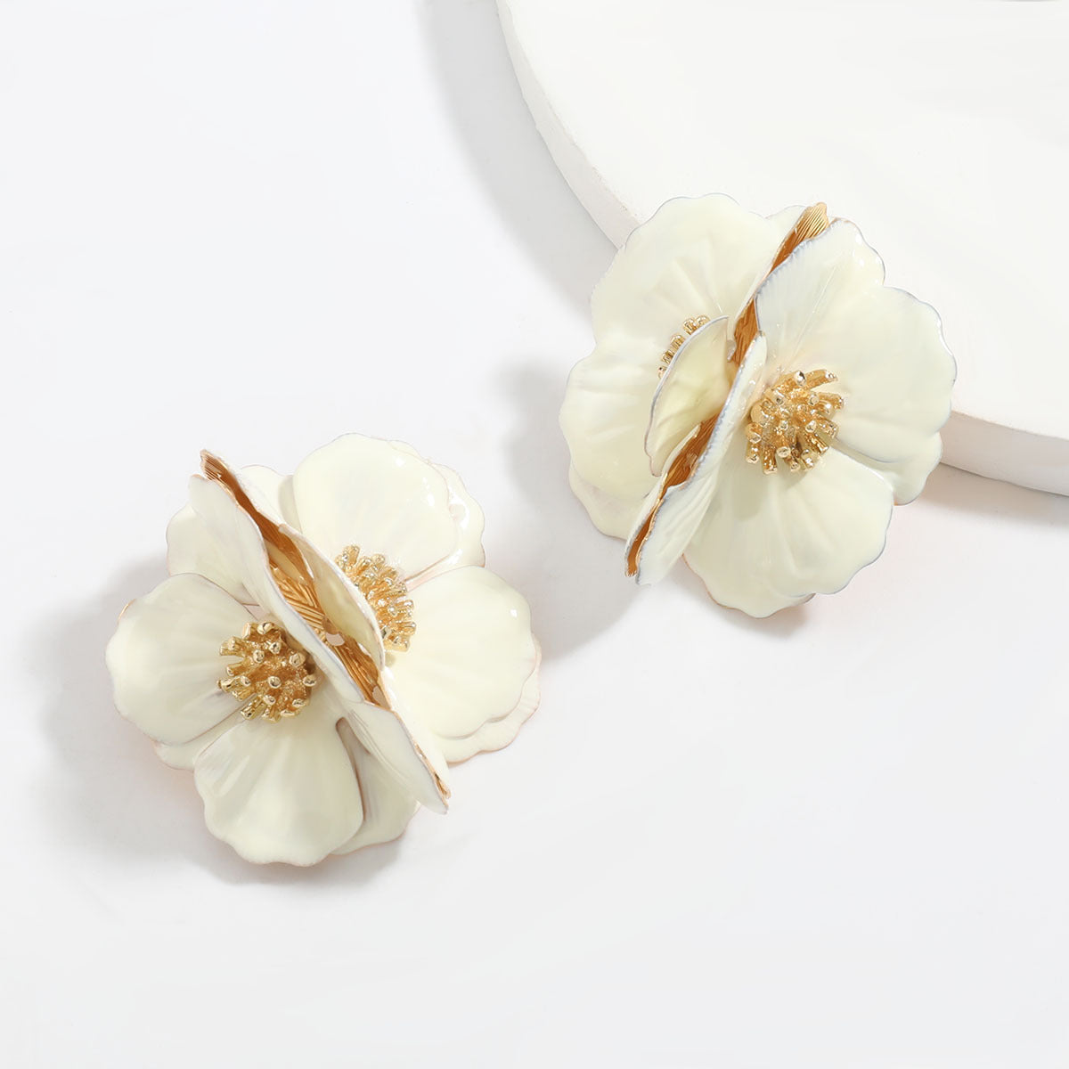 Wholesale Exaggerated Creative Alloy Dripping Oil Flower Large Flower Earrings