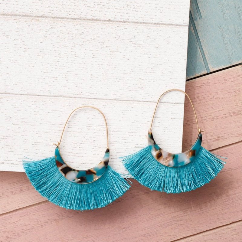 Wholesale Acetate Tassel Fabric Earrings