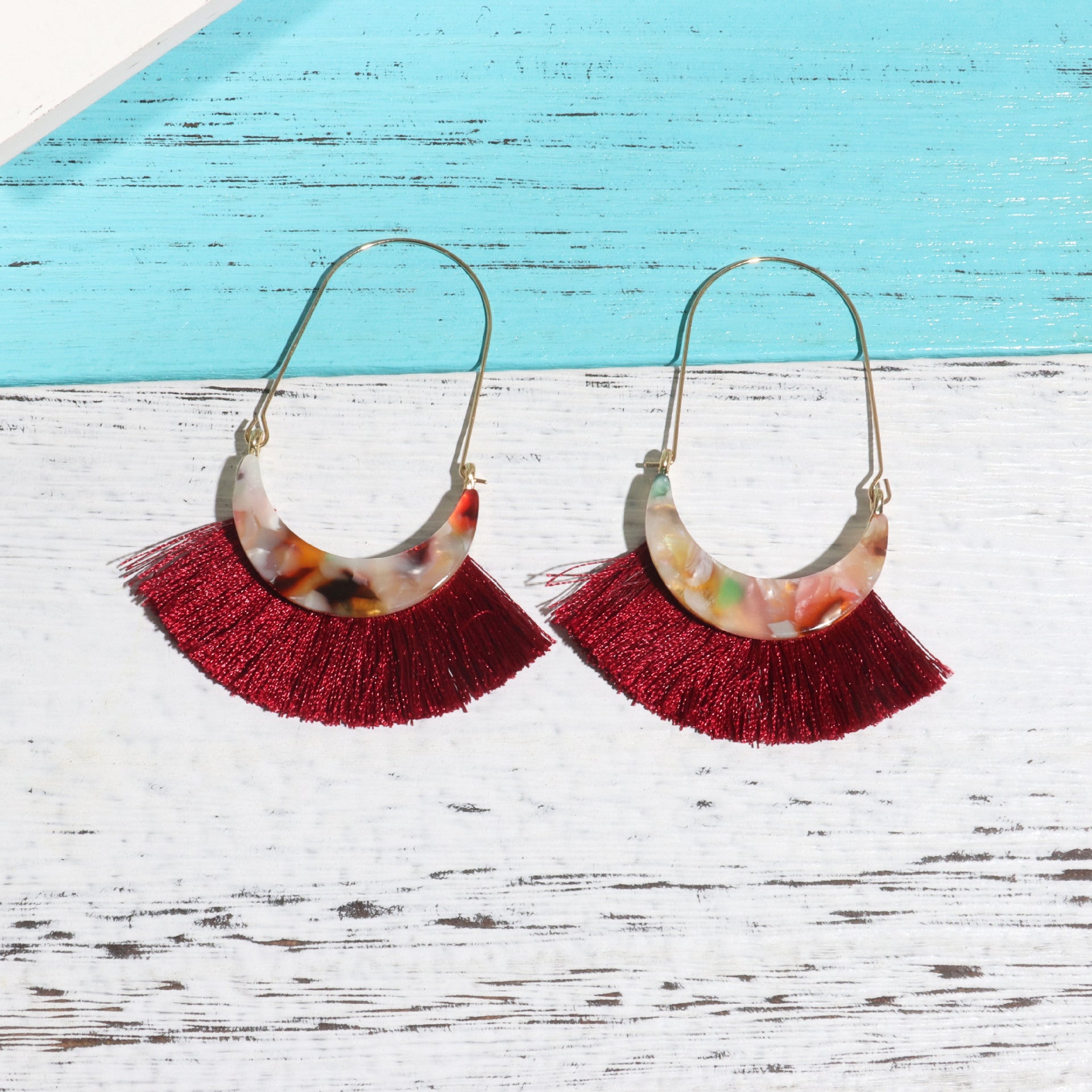Wholesale Acetate Tassel Fabric Earrings