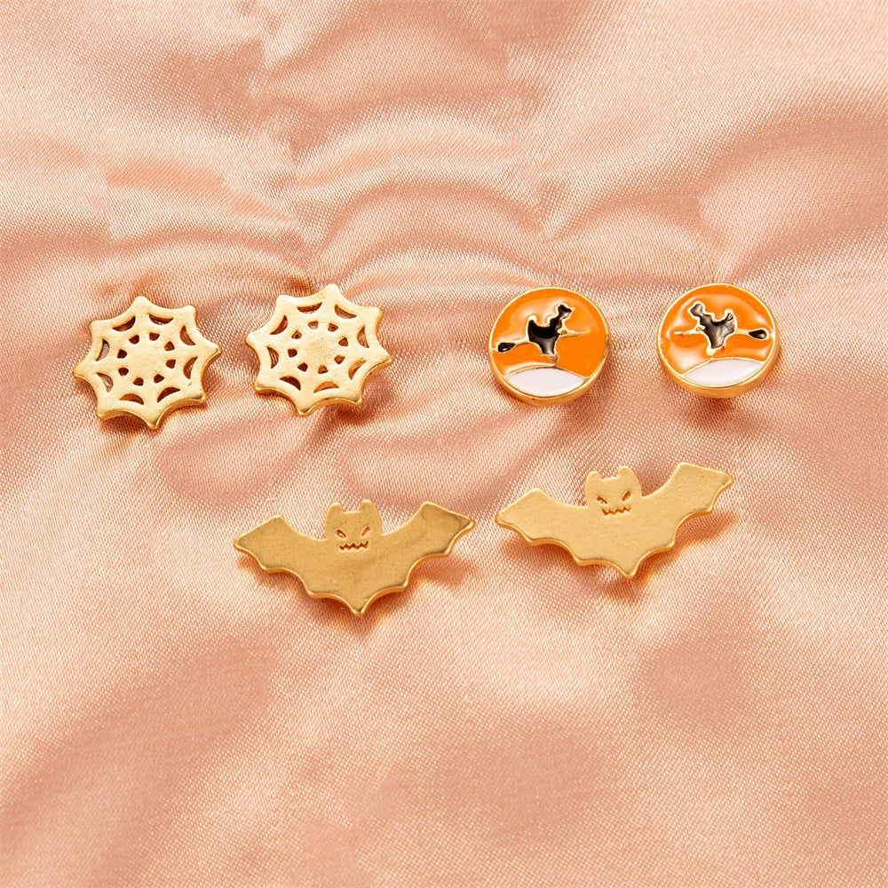 Wholesale Halloween Funny Skeletons Pumpkin Lanterns Bat Alloy Earrings