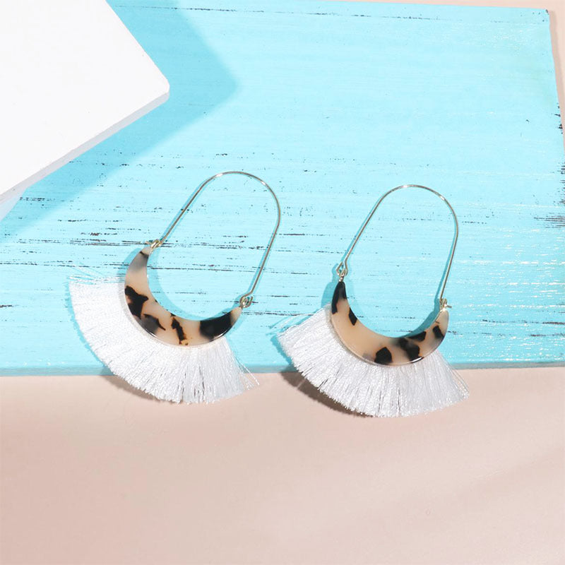 Wholesale Acetate Tassel Fabric Earrings