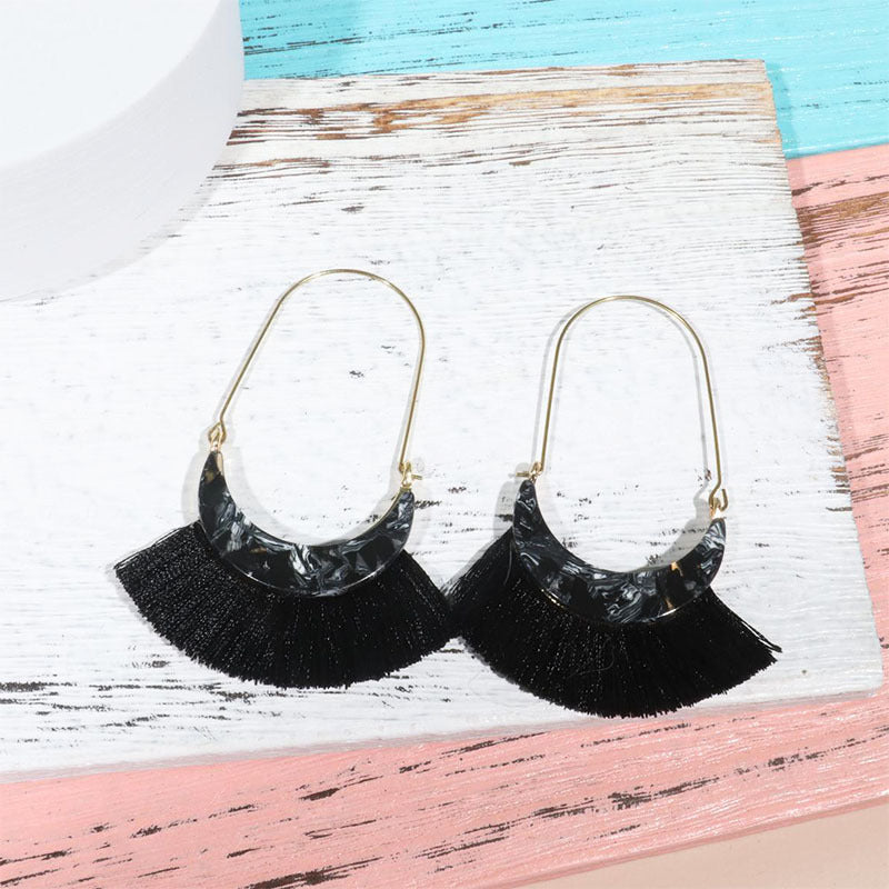 Wholesale Acetate Tassel Fabric Earrings