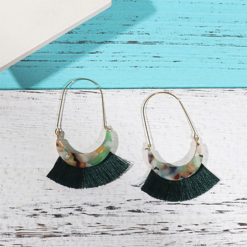 Wholesale Acetate Tassel Fabric Earrings