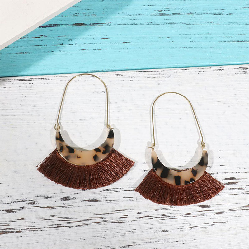 Wholesale Acetate Tassel Fabric Earrings