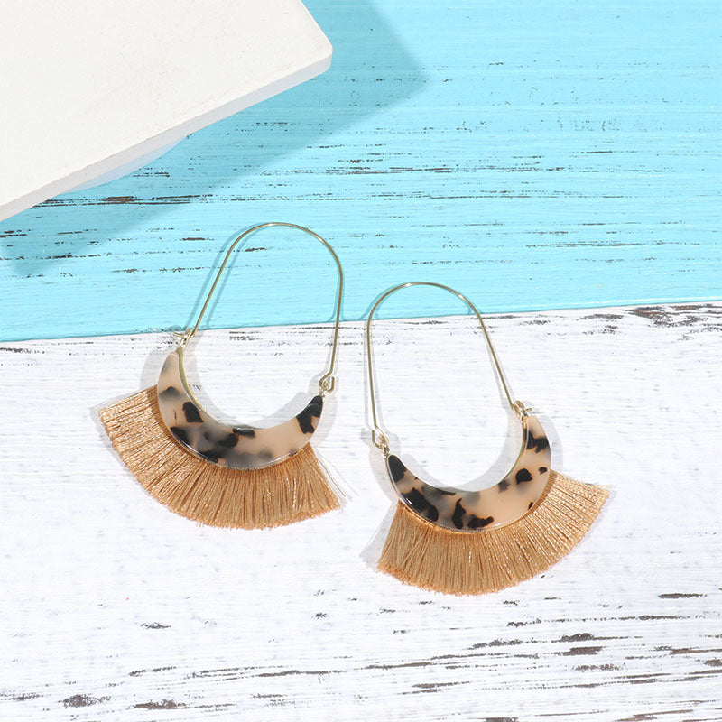 Wholesale Acetate Tassel Fabric Earrings