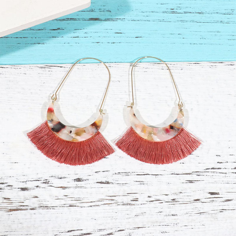 Wholesale Acetate Tassel Fabric Earrings