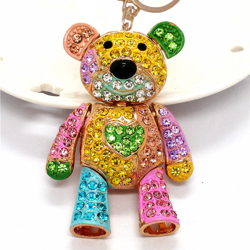 Wholesale cute cartoon bear pendant color metal keychain