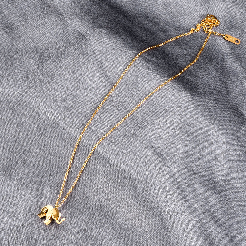 Wholesale Small Elephant Splicing Titanium Steel Necklaces