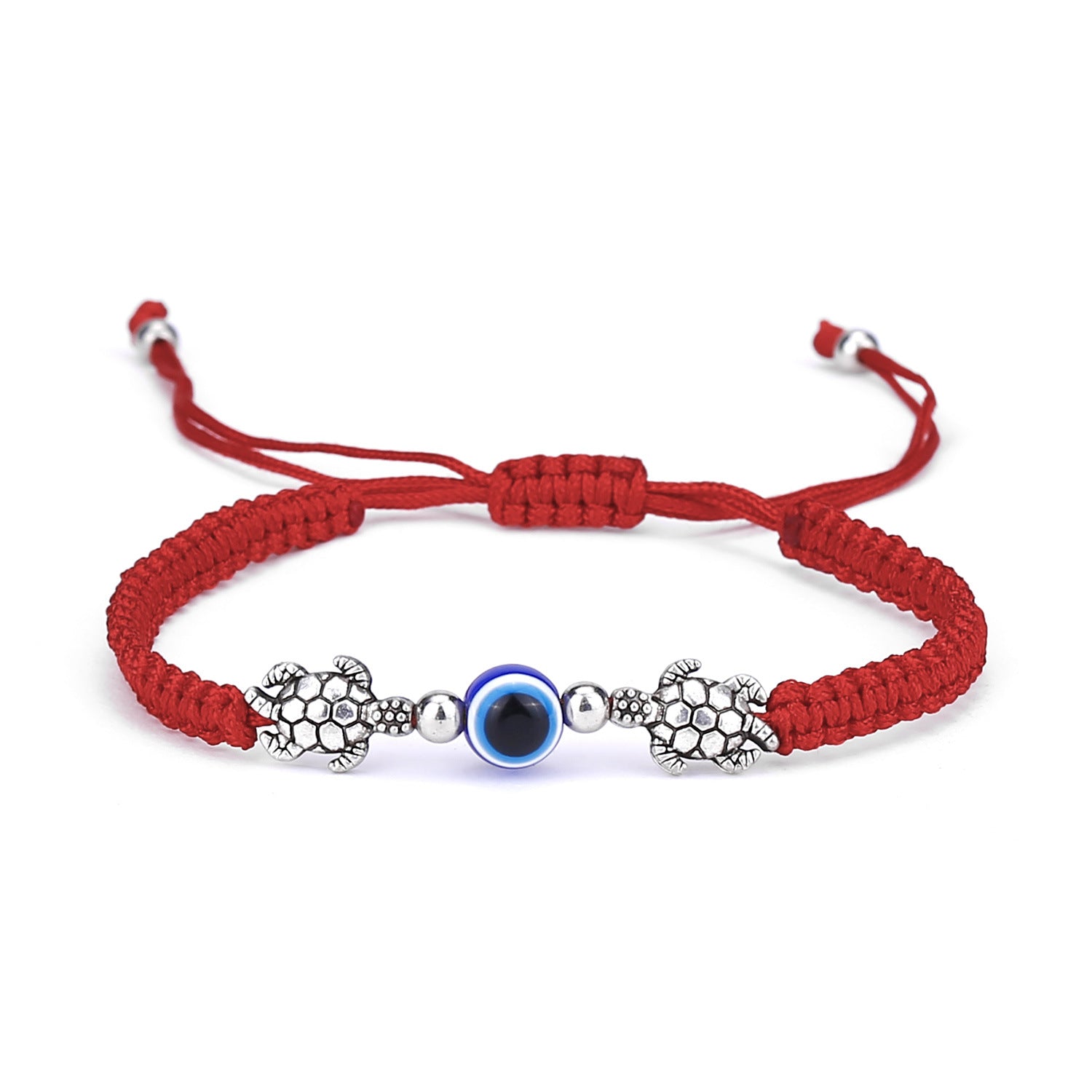 Wholesale Evil Eye Hand Palm Blue Eyes Red Rope Braid Adjustable Alloy Bracelet