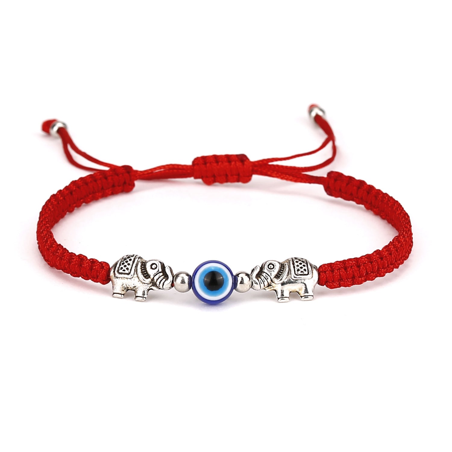 Wholesale Evil Eye Hand Palm Blue Eyes Red Rope Braid Adjustable Alloy Bracelet