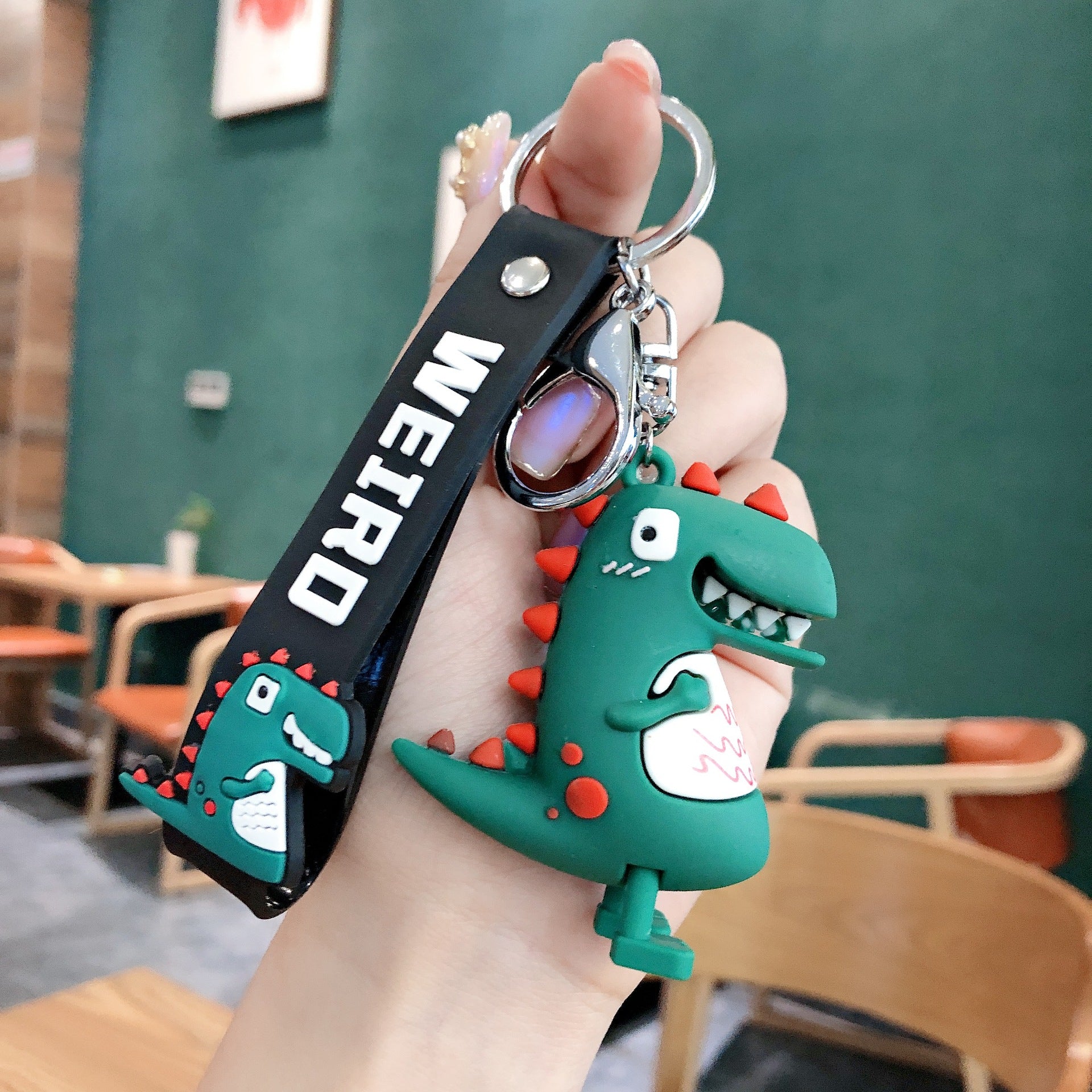 Wholesale PVC Cartoon Dinosaur Cute Wide Hand Strap Keychain