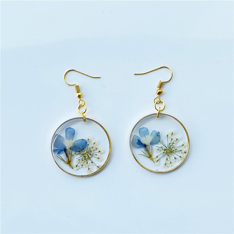 Wholesale 6pcs Exaggerated Geometric Dried Flower Earrings