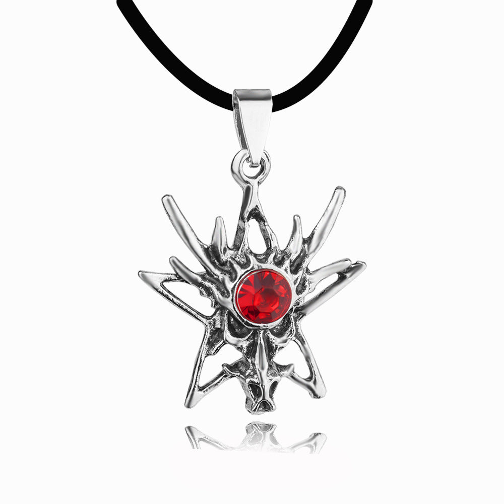 Wholesale Men's dragon head red diamond pendant necklace