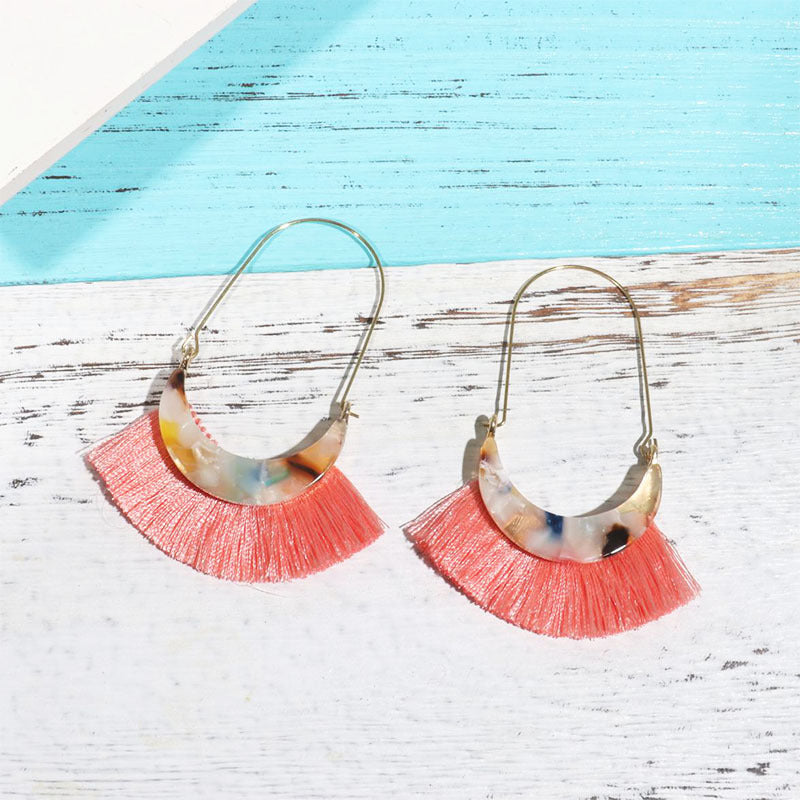 Wholesale Acetate Tassel Fabric Earrings