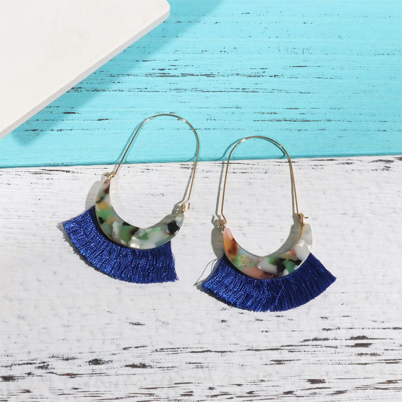 Wholesale Acetate Tassel Fabric Earrings