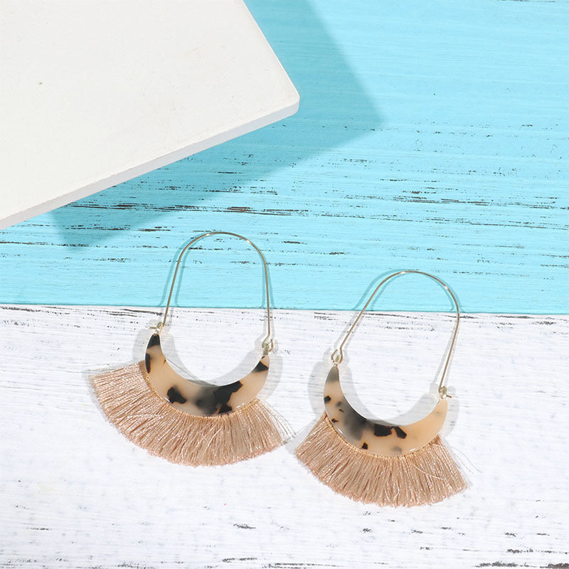 Wholesale Acetate Tassel Fabric Earrings