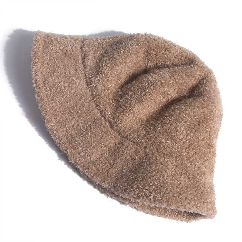 Wholesale Teddy Velvet Solid Color Warm Plush Bucket Hat