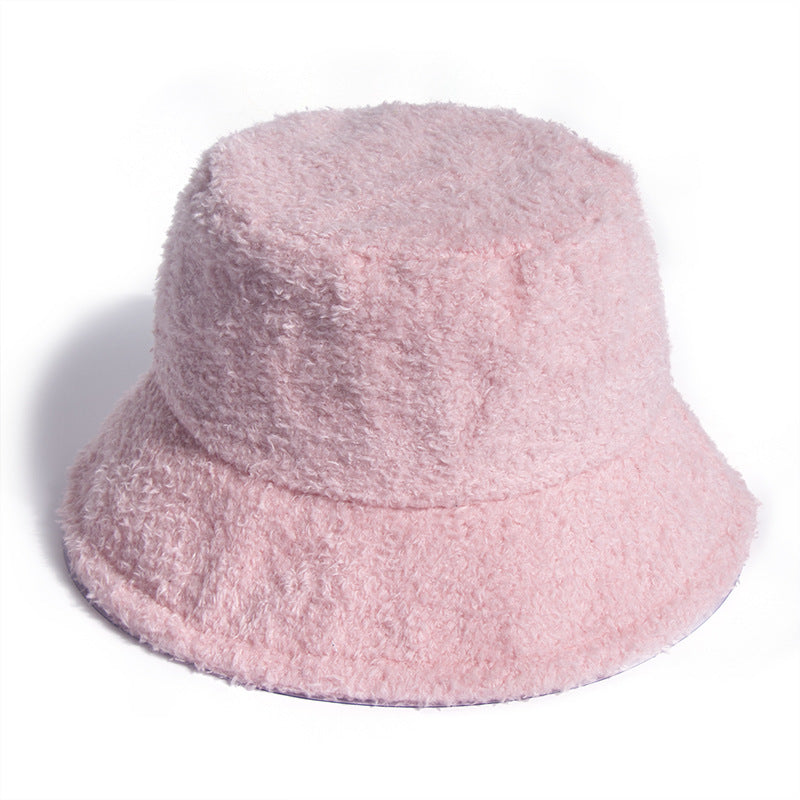 Wholesale Teddy Velvet Solid Color Warm Plush Bucket Hat