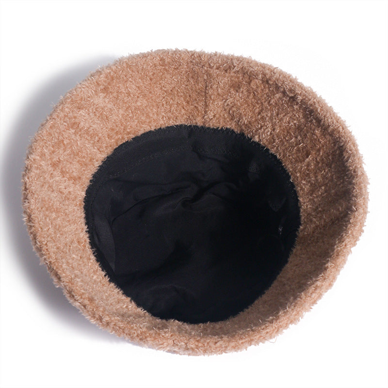 Wholesale Teddy Velvet Solid Color Warm Plush Bucket Hat