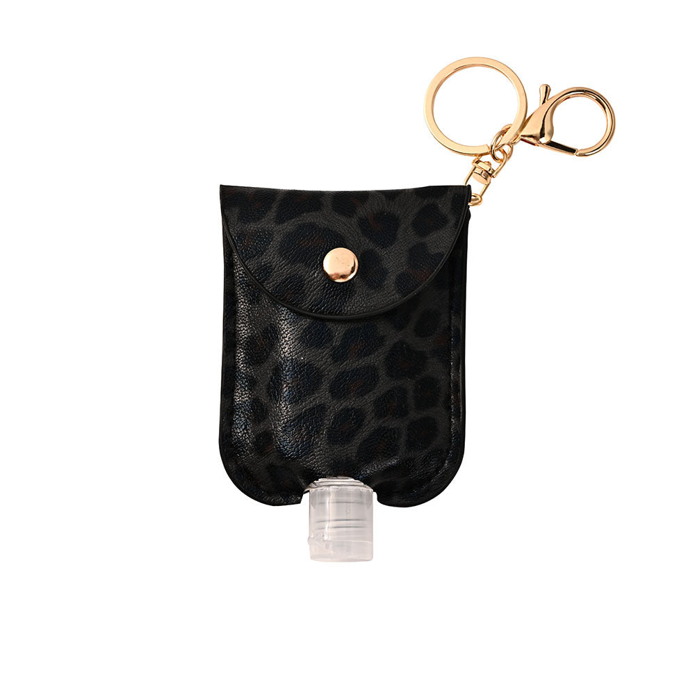 Wholesale Hand Sanitizer Bottle Leather Case Leopard Print Leather Case Keychain