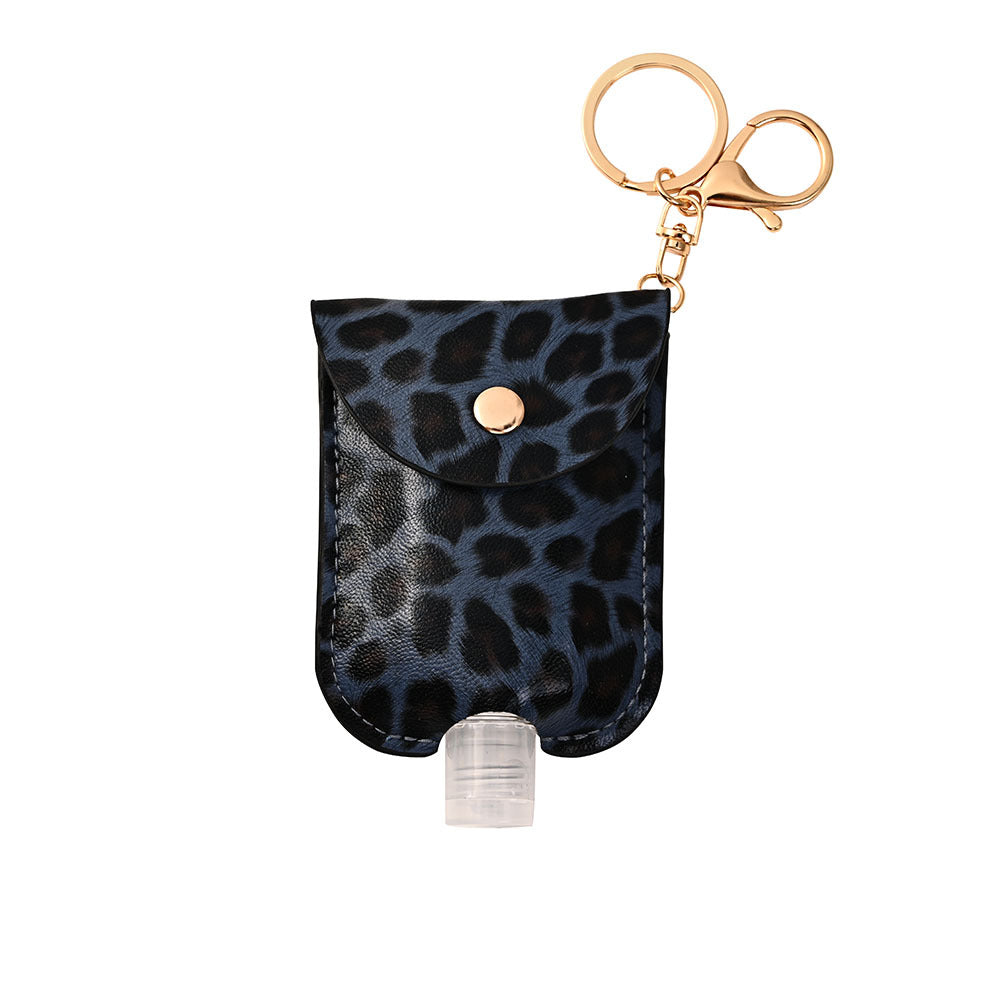 Wholesale Hand Sanitizer Bottle Leather Case Leopard Print Leather Case Keychain