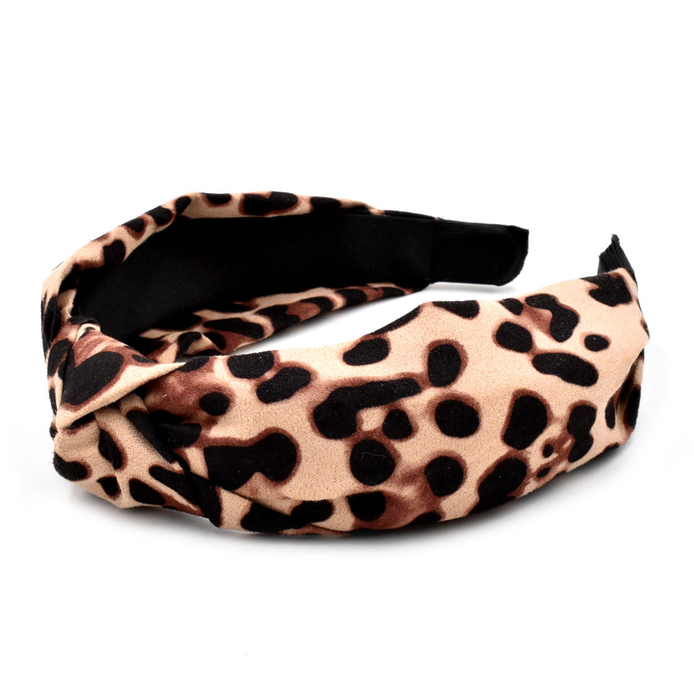 Wholesale Autumn and Winter New Leopard Print Wide Fabric Headband