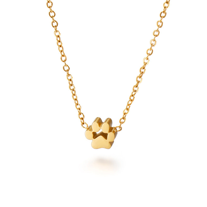 Wholesale Small Animal Paw Print Gold Plated Necklaces