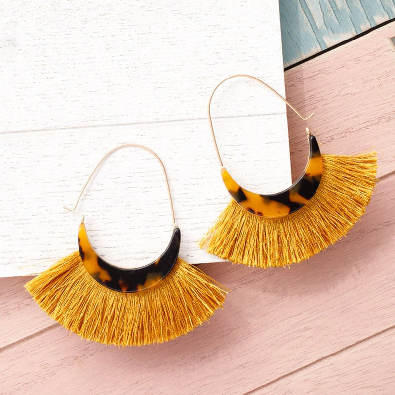 Wholesale Acetate Tassel Fabric Earrings