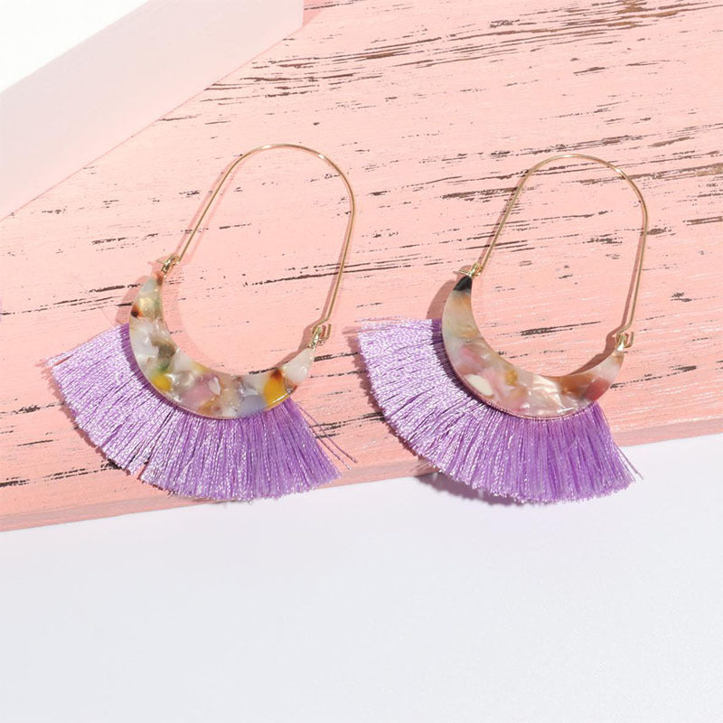 Wholesale Acetate Tassel Fabric Earrings