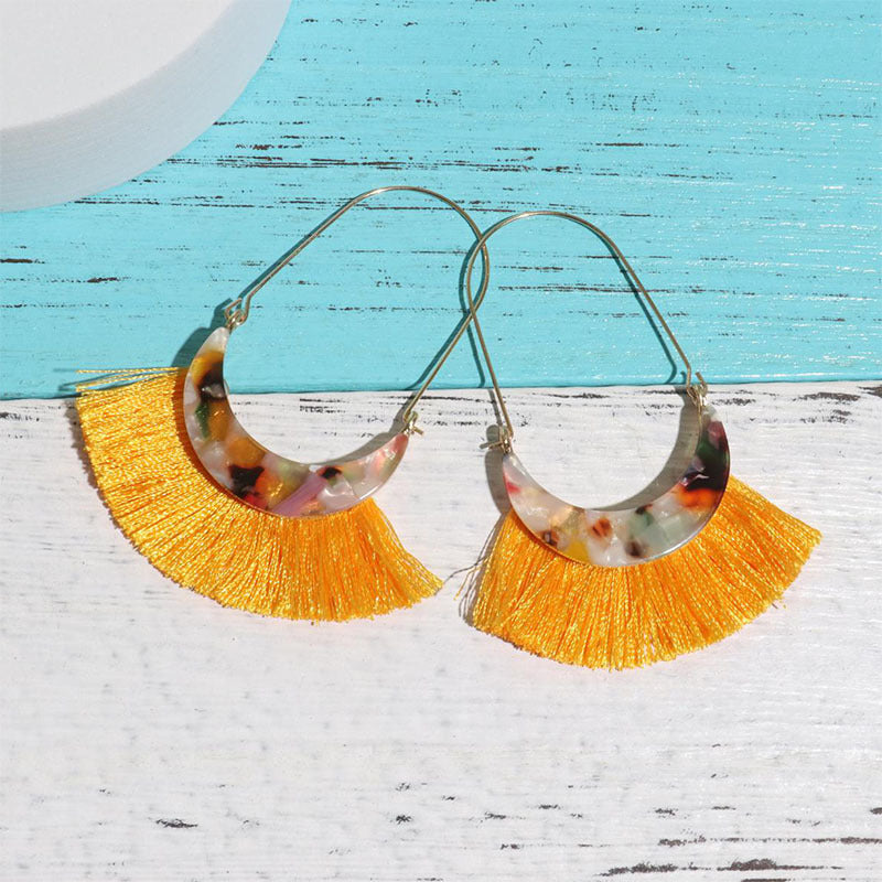 Wholesale Acetate Tassel Fabric Earrings