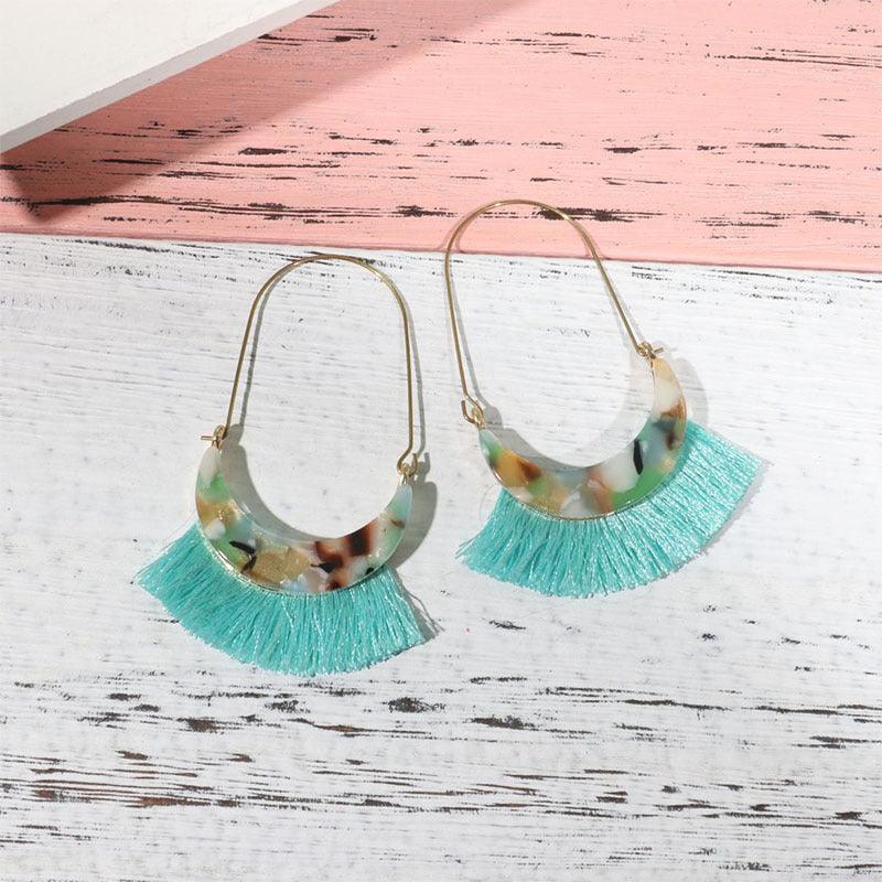 Wholesale Acetate Tassel Fabric Earrings