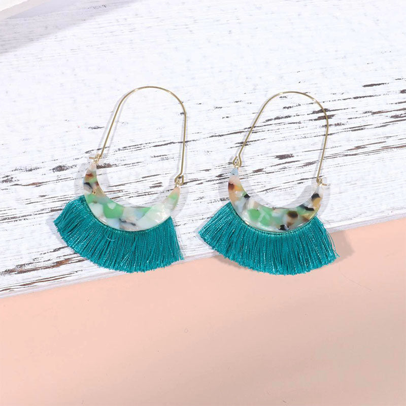 Wholesale Acetate Tassel Fabric Earrings