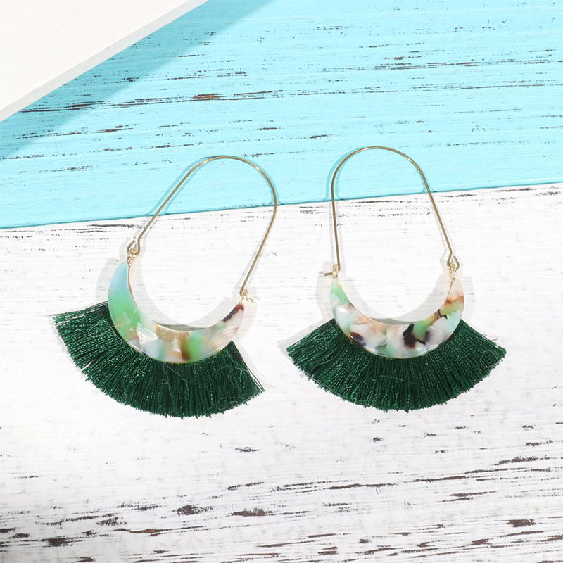 Wholesale Acetate Tassel Fabric Earrings