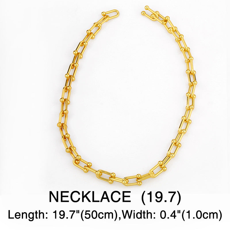 Wholesale Thick Chain Gold U-Lock Necklaces